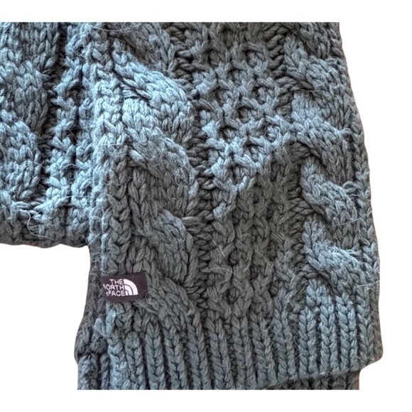 The North Face Cable Knit Scarf Blue Green Acrylic Wool Winter Warm - Picture 3 of 5
